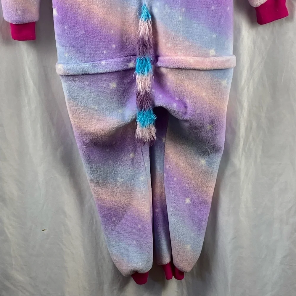 Girl Colorful Unicorn Starry Hooded Onesie Size Medium 7-8